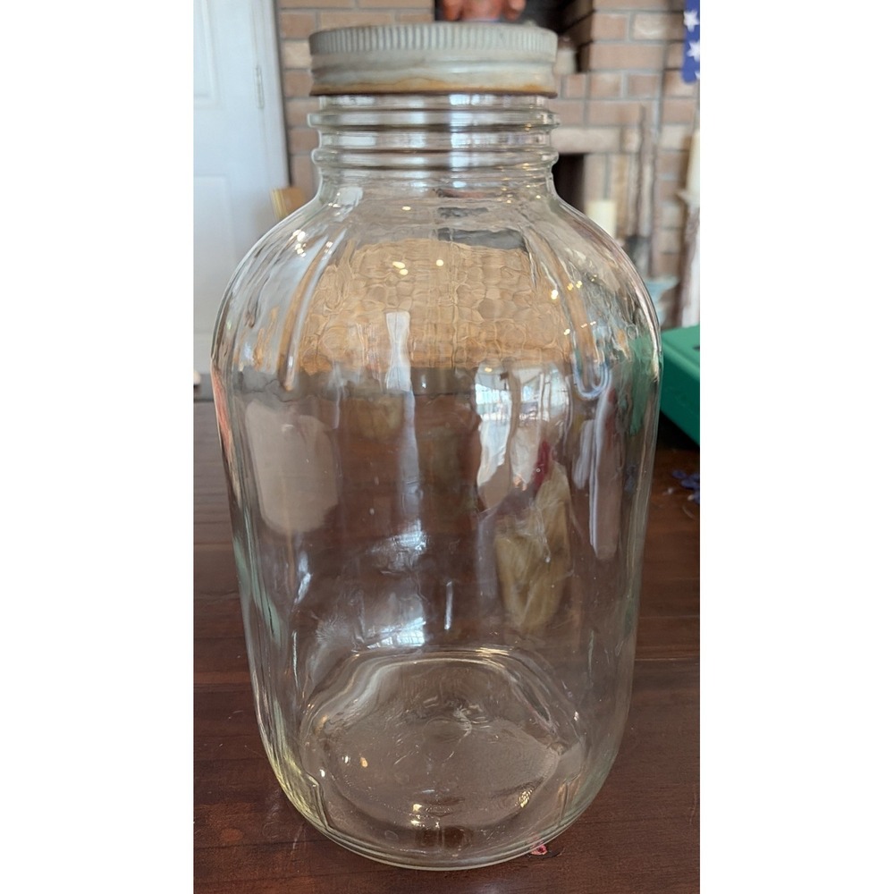 Vintage Ball Mason Jar Clear No 11 Zinc? Lid Large, Likely To Hold 64-70 Oz (C6)